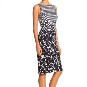 White House Black Market Midi Bodycon Black & White cocktail Dress Size 6